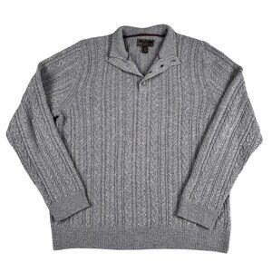 Jos. A Bank Reserve Mens 80% Wool Cable Knit Henley Sweater Sz XL